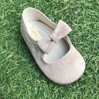 TI359 Taupe Suede Dolly Shoe with Bow